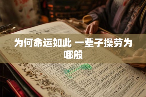 为何命运如此 一辈子操劳为哪般
