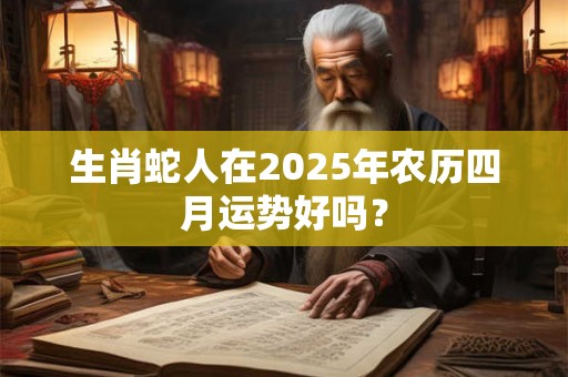 生肖蛇人在2026年农历四月运势好吗？