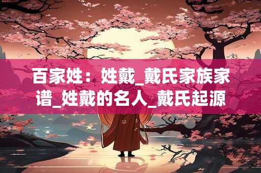百家姓：姓戴_戴氏家族家谱_姓戴的名人_戴氏起源
