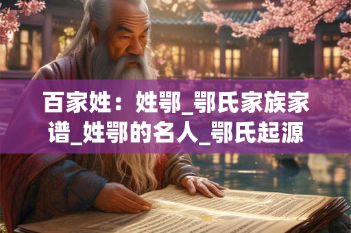 百家姓：姓鄂_鄂氏家族家谱_姓鄂的名人_鄂氏起源