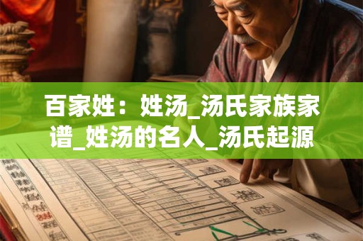 百家姓：姓汤_汤氏家族家谱_姓汤的名人_汤氏起源