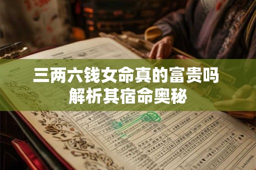 三两六钱女命真的富贵吗 解析其宿命奥秘