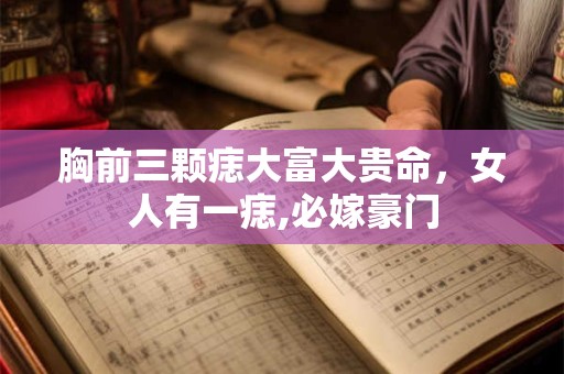 胸前三颗痣大富大贵命，女人有一痣,必嫁豪门