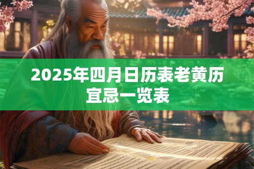 2025年四月日历表老黄历宜忌一览表