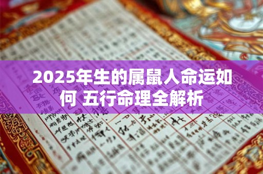 2025年生的属鼠人命运如何 五行命理全解析 2025年生的属鼠人命运如何 五行命理全解析