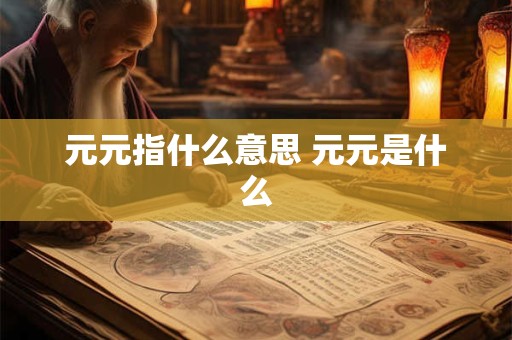 元元指什么意思 元元是什么 元元指什么意思 元元是什么