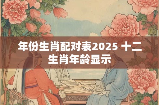 年份生肖配对表2025 十二生肖年龄显示