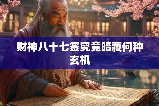 财神八十七签究竟暗藏何种玄机