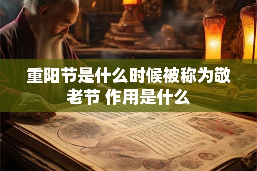 重阳节是什么时候被称为敬老节 作用是什么