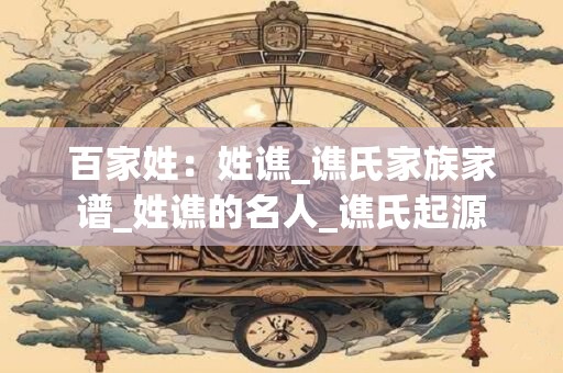 百家姓：姓谯_谯氏家族家谱_姓谯的名人_谯氏起源