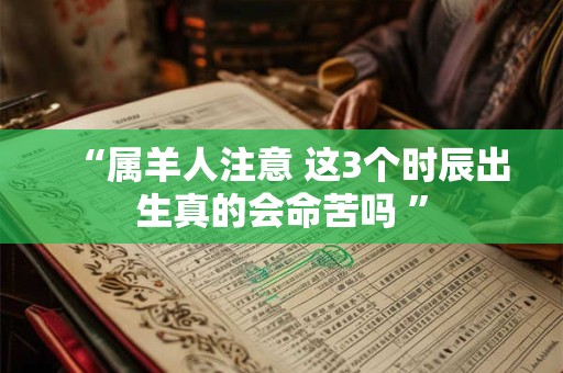 “属羊人注意 这3个时辰出生真的会命苦吗 ”