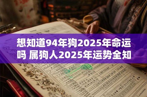 想知道94年狗2025年命运吗 属狗人2025年运势全知道
