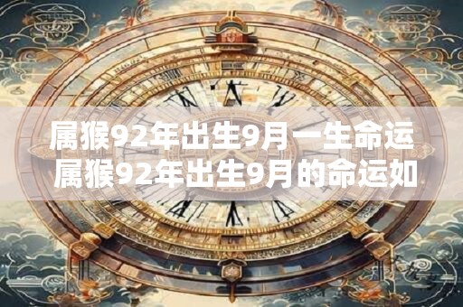 属猴92年出生9月一生命运 属猴92年出生9月的命运如何