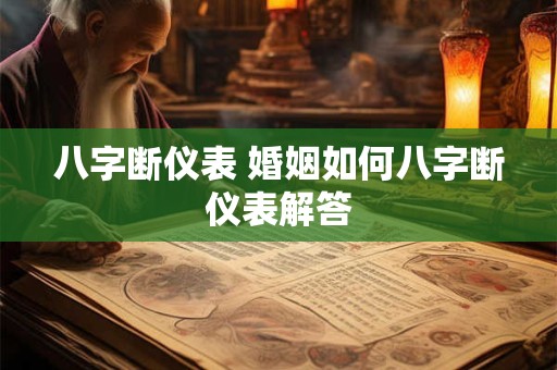 八字断仪表 婚姻如何八字断仪表解答
