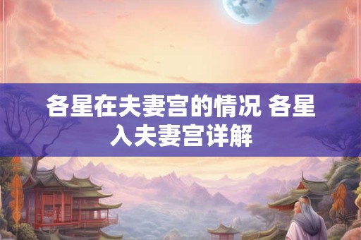 各星在夫妻宫的情况 各星入夫妻宫详解