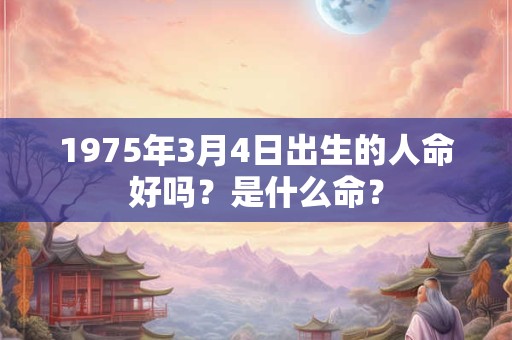 详细阅读:1975年3月4日出生的人命好吗?是什么命? 1975年3月4日出生的人命好吗?是什么命?