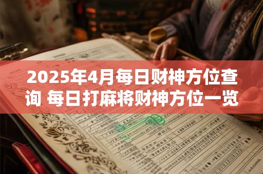 2025年4月每日财神方位查询 每日打麻将财神方位一览表