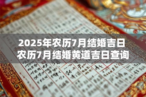 2025年农历7月结婚吉日 农历7月结婚黄道吉日查询