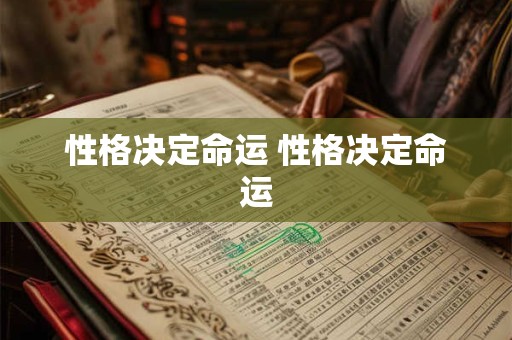 性格决定命运 性格决定命运