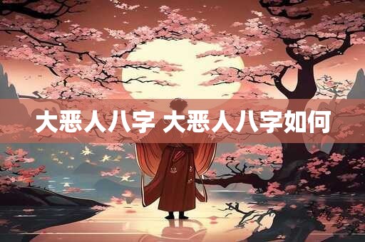 大恶人八字 大恶人八字如何