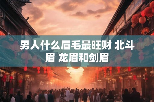 男人什么眉毛最旺财 北斗眉 龙眉和剑眉