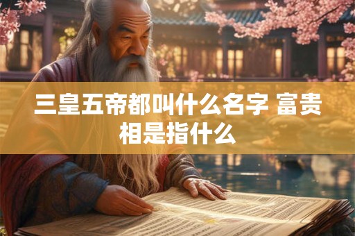 三皇五帝都叫什么名字 富贵相是指什么