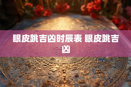 眼皮跳吉凶时辰表 眼皮跳吉凶
