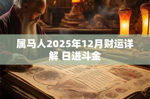 详细阅读:属马人2025年12月财运详解 日进斗金 属马人2025年12月财运详解 日进斗金