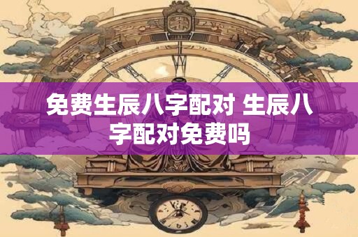 免费生辰八字配对 生辰八字配对免费吗