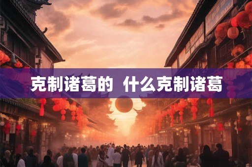 克制诸葛的  什么克制诸葛