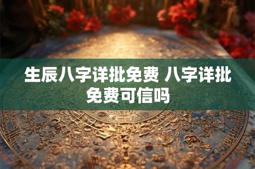 生辰八字详批免费 八字详批免费可信吗