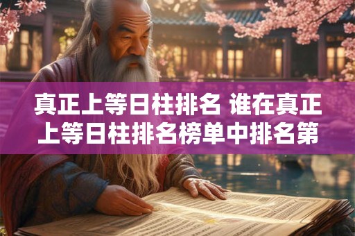 真正上等日柱排名 谁在真正上等日柱排名榜单中排名第一