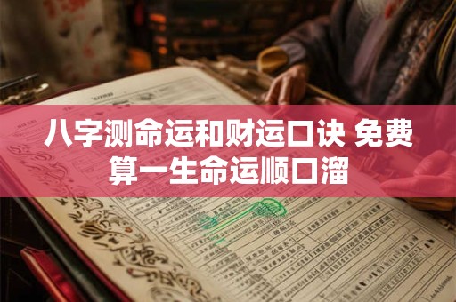 八字测命运和财运口诀 免费算一生命运顺口溜