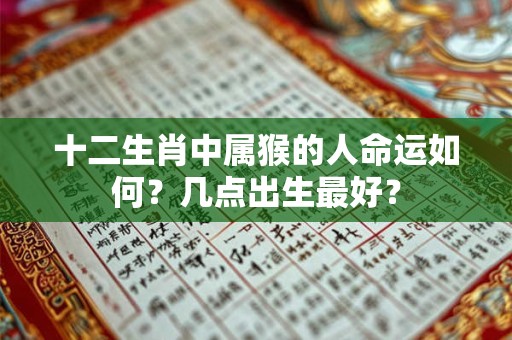 十二生肖中属猴的人命运如何？几点出生最好？