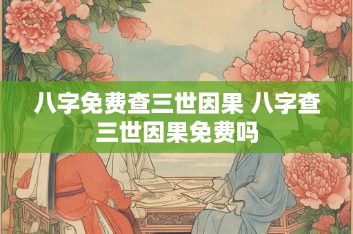 八字免费查三世因果 八字查三世因果免费吗