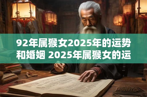 92年属猴女2025年的运势和婚姻 2025年属猴女的运势和姻缘如何