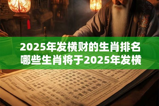 2025年发横财的生肖排名 哪些生肖将于2025年发横财