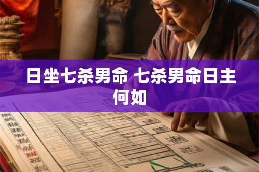 日坐七杀男命 七杀男命日主何如