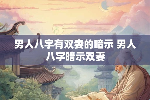 详细阅读:男人八字有双妻的暗示 男人八字暗示双妻 男人八字有双妻的暗示 男人八字暗示双妻