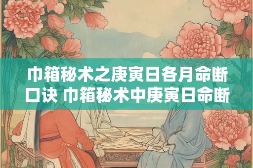 巾箱秘术之庚寅日各月命断口诀 巾箱秘术中庚寅日命断口诀是什么