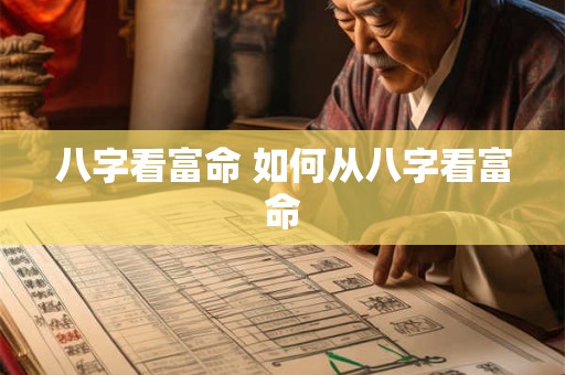 八字看富命 如何从八字看富命