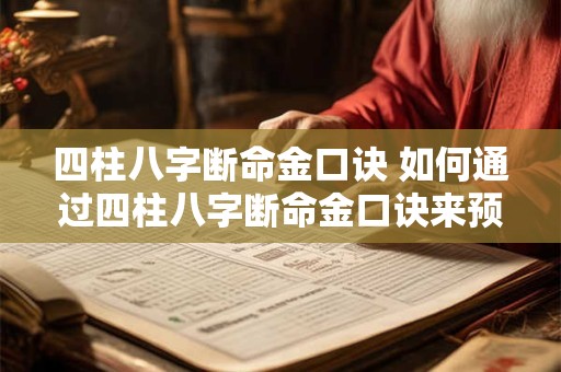 四柱八字断命金口诀 如何通过四柱八字断命金口诀来预测命运