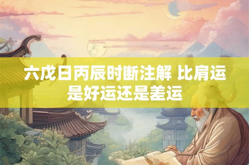 六戊日丙辰时断注解 比肩运是好运还是差运