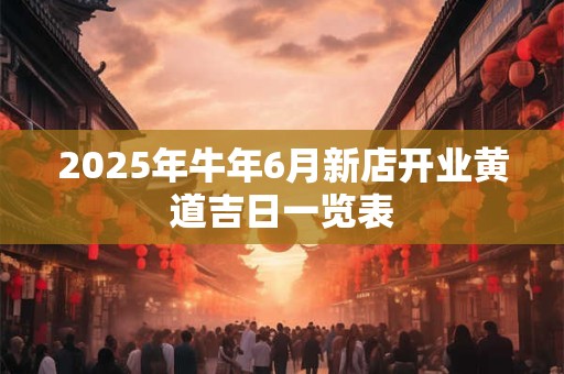 2025年牛年6月新店开业黄道吉日一览表