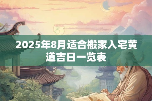 2025年8月适合搬家入宅黄道吉日一览表