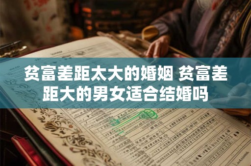 贫富差距太大的婚姻 贫富差距大的男女适合结婚吗