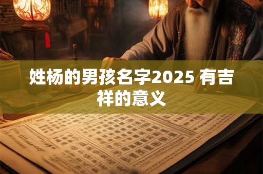 姓杨的男孩名字2026 有吉祥的意义