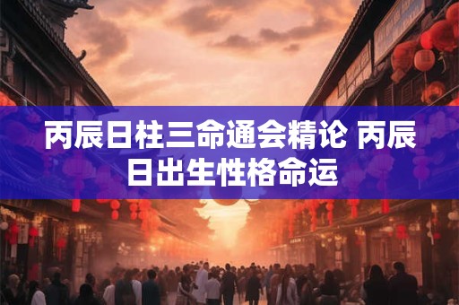 丙辰日柱三命通会精论 丙辰日出生性格命运