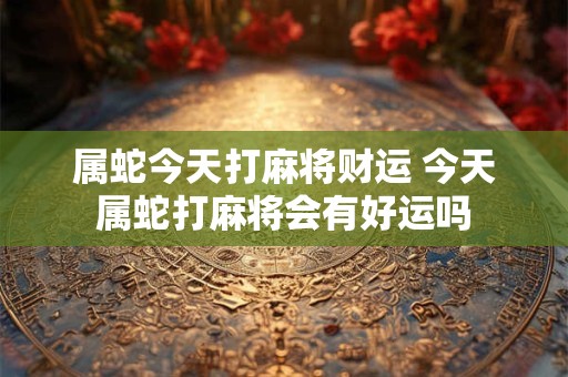 属蛇今天打麻将财运 今天属蛇打麻将会有好运吗