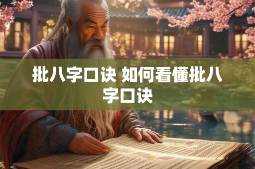 批八字口诀 如何看懂批八字口诀